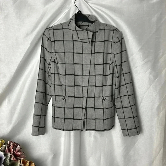 Halogen plaid blazer,academia,clueless preppy,office,business woman, grey,Sm,EC - Picture 16 of 16